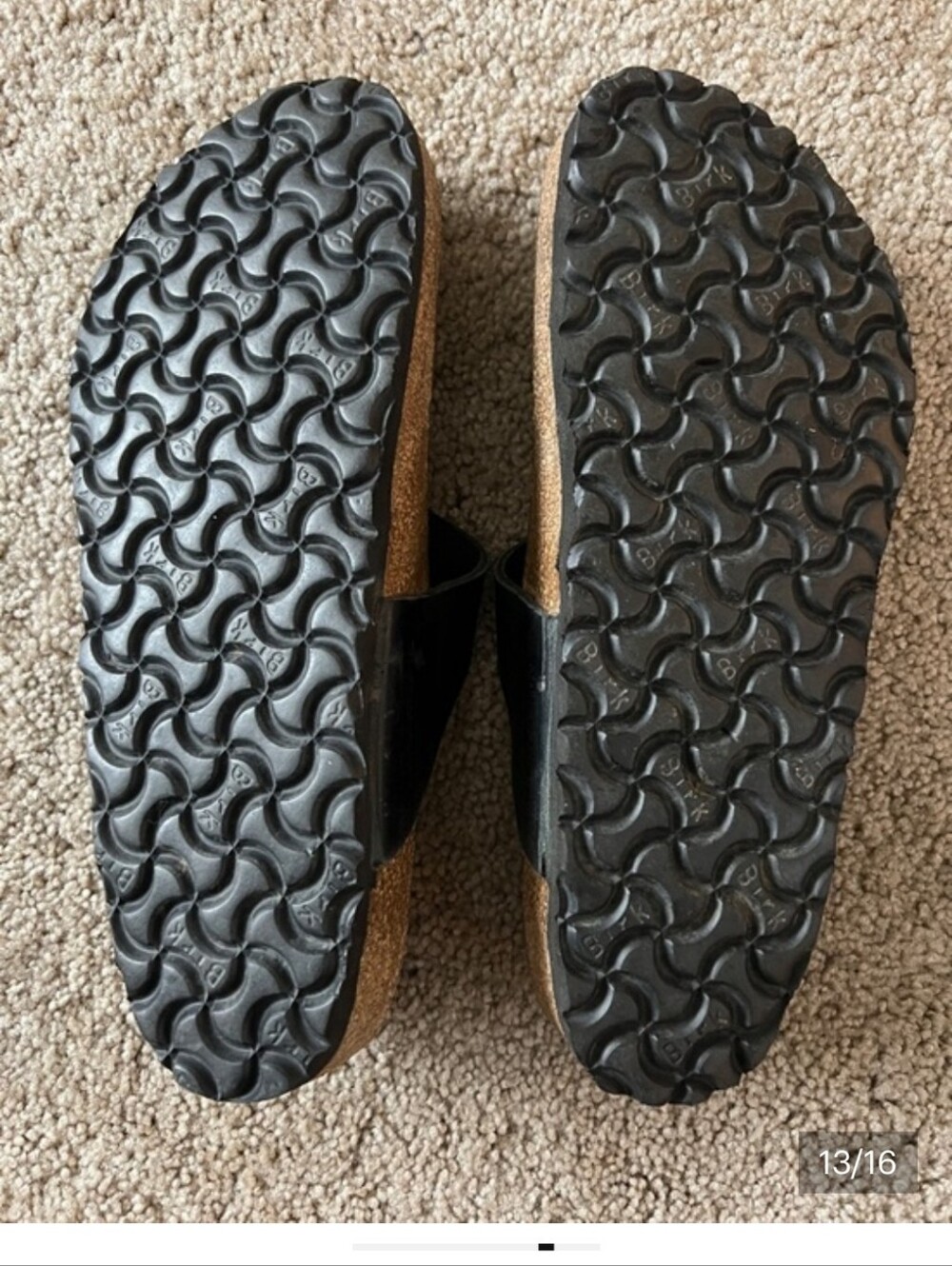 Birkenstock Gizeh Black Leather Thong Sandals with Tan Footbed Size 41 - Picture 11 of 13